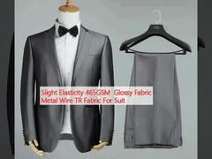 Μικρή ελαστικότητα 465GSM Λάμψη ύφασμα μεταλλικό σύρμα TR ύφασμα για κοστούμι